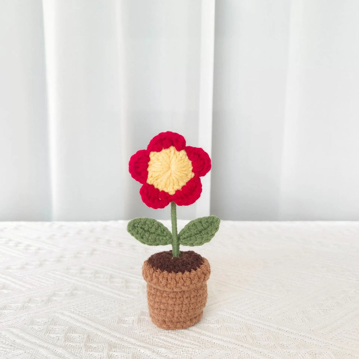 Hand-knitted potted plant for decorative valentine's day gift