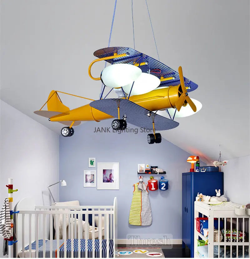 Children’s airplane LED chandelier with eye protection and eco-friendly decoration - vue 5 sur 9