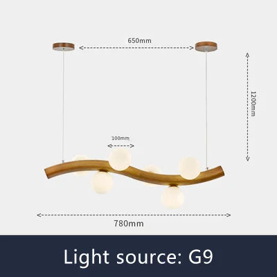 Solid wood and glass pendant light - vue 8 sur 11