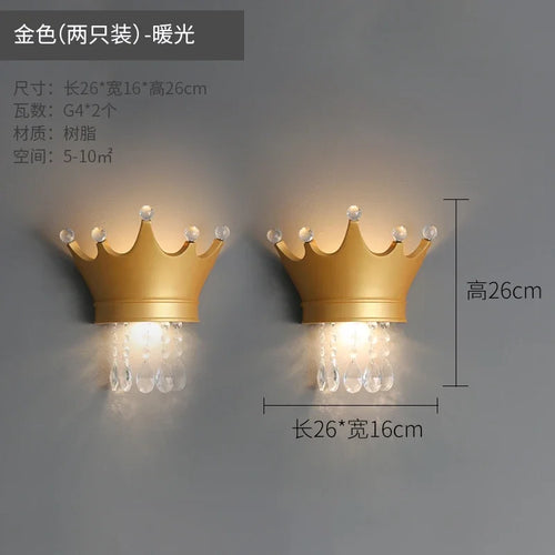 applique murale couronne en résine et cristal pour enfants - vue 12 sur 12