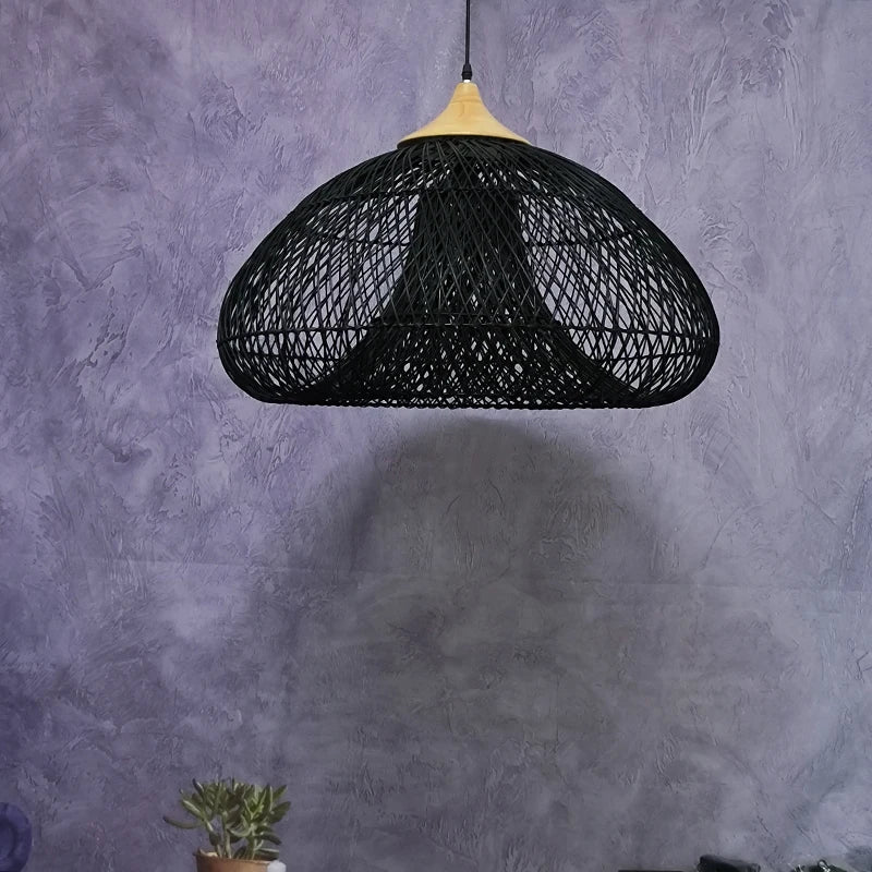 Southeast Asian vintage rattan pendant light high quality for dining room, restaurant, kitchen, or loft - vue 3 sur 27