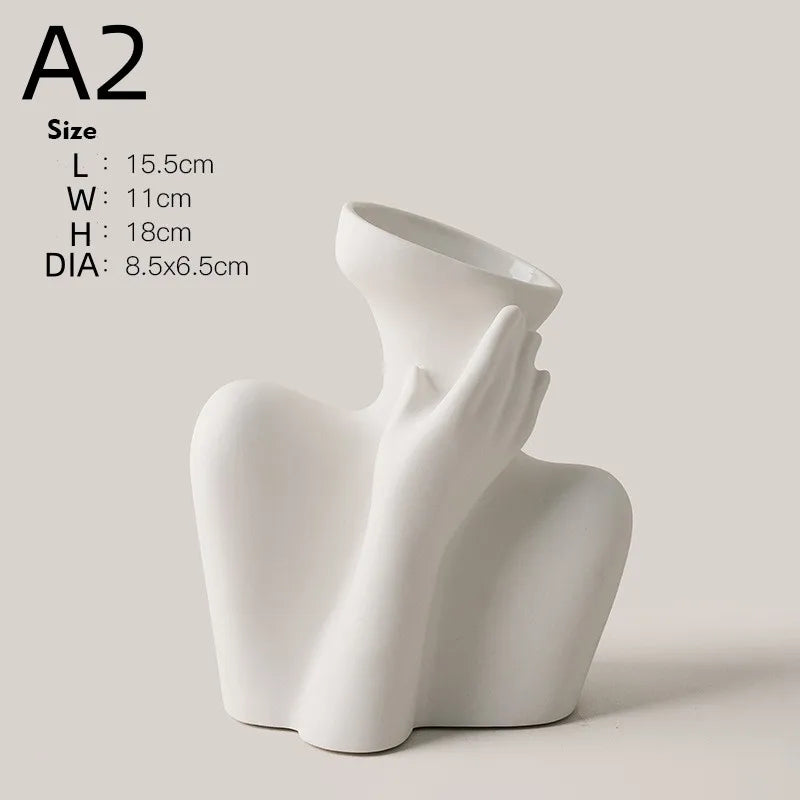 creative ceramic human vase for modern decoration - vue 6 sur 10