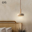 Modern LED stone and wood pendant light Japanese bedside