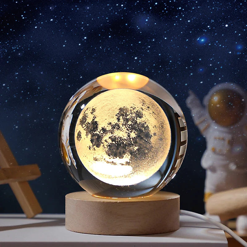 3d crystal ball moon galaxy light decoration for home