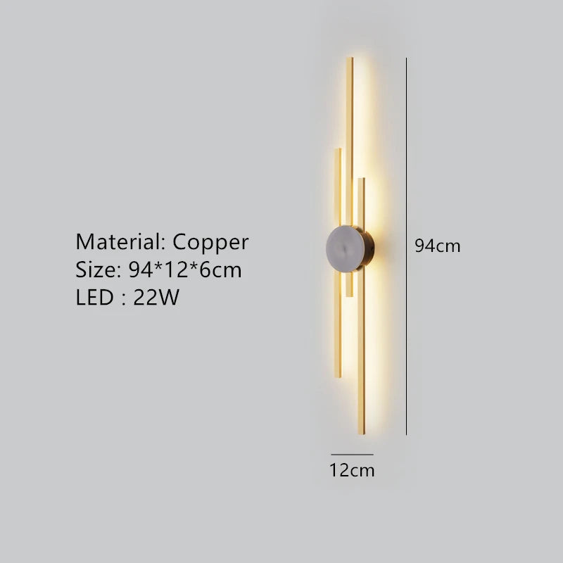Minimalist copper LED wall light for ambient decoration - vue 18 sur 18