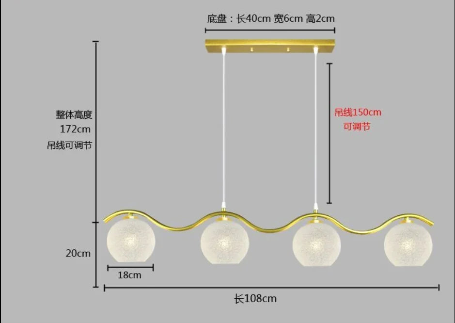 Modern chandelier with glass lampshade for home decor
