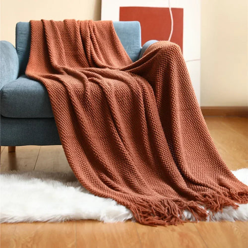 Cosy knitted throw blanket modern style for living room and bedroom