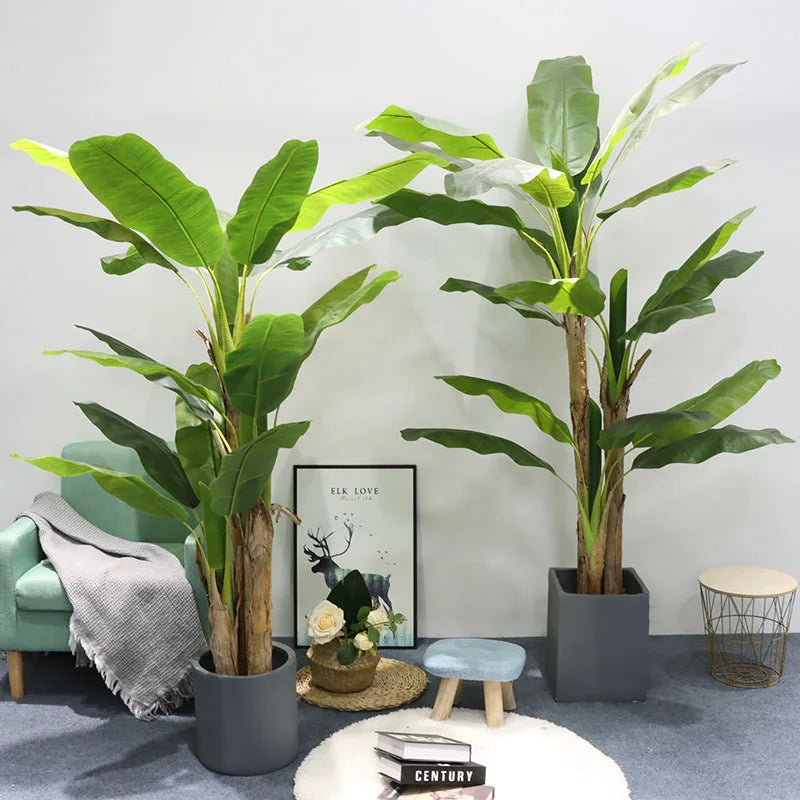 Large artificial bonsai banana tree in pot indoor outdoor decor