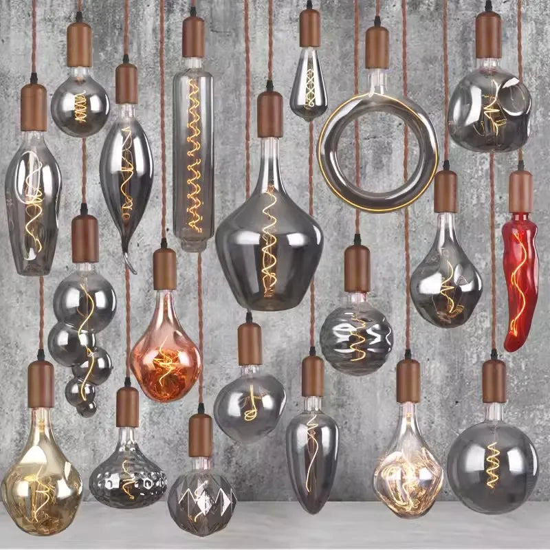 Retro art glass chandelier with solid wood for interior decoration - vue 3 sur 25
