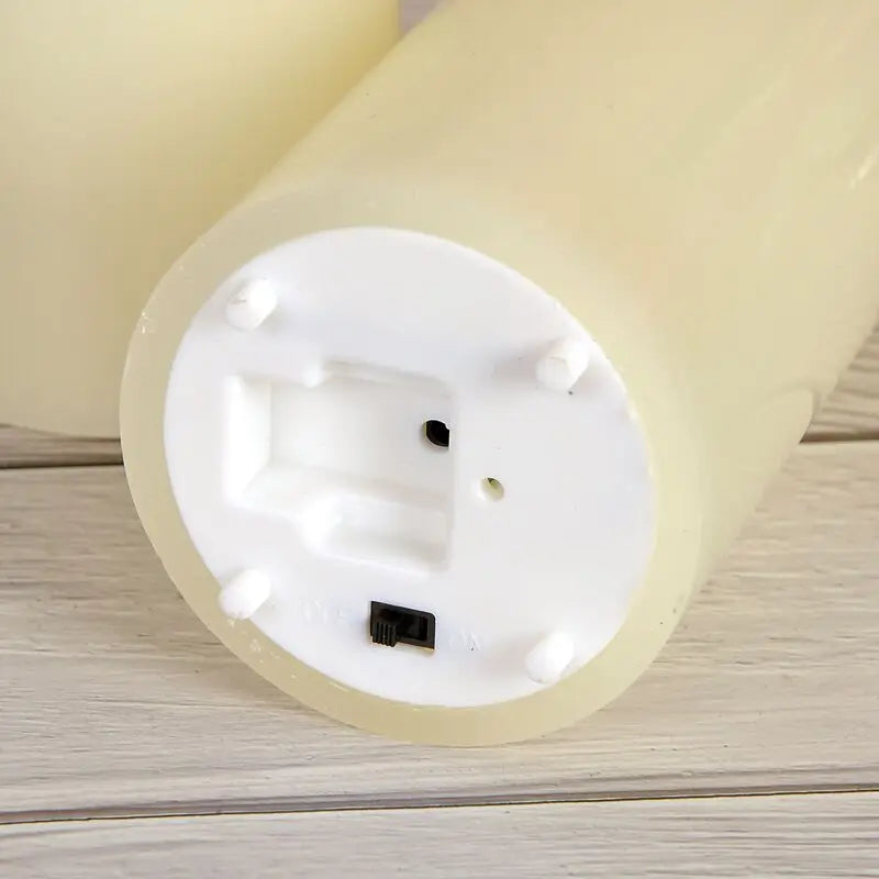 rechargeable LED pillar candle with wavy edge festive decoration - vue 4 sur 7