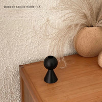 Wooden candle holder for modern and geometric decor