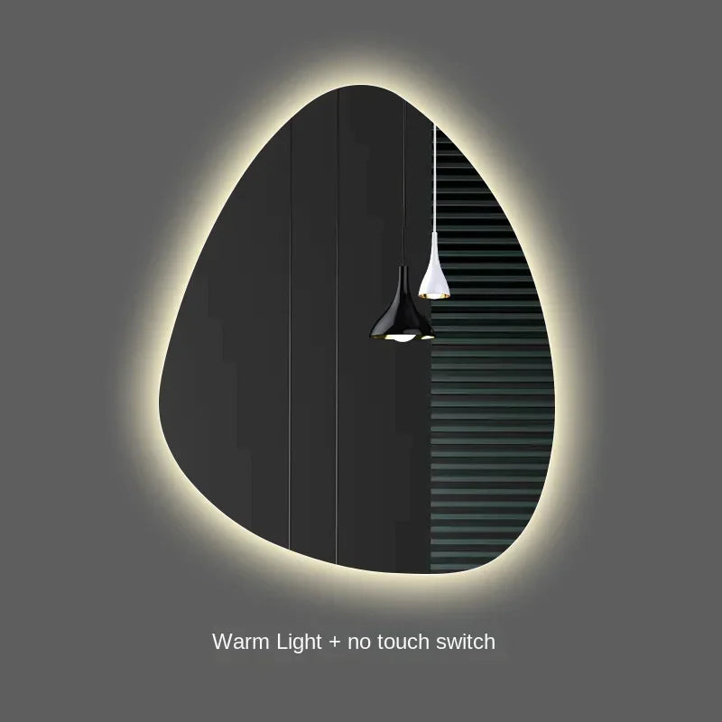 irregular vertical mirror with led light and bluetooth speaker - vue 10 sur 15