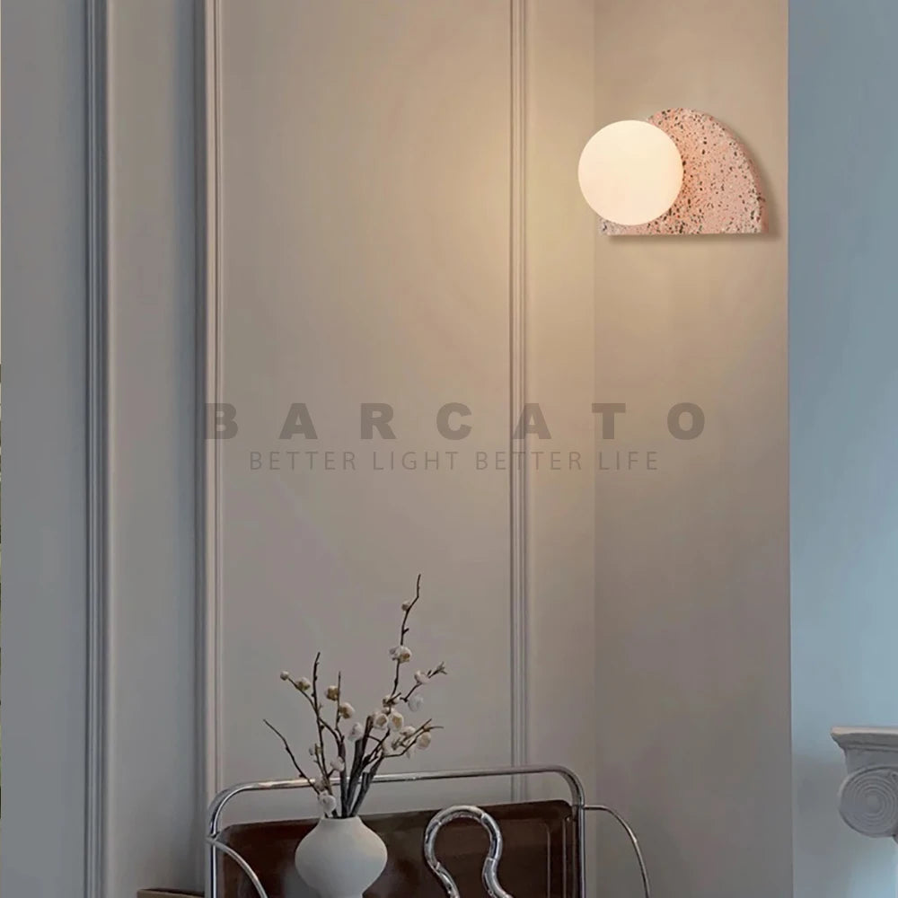Japanese retro terrazzo LED wall light for homestay - vue 4 sur 10
