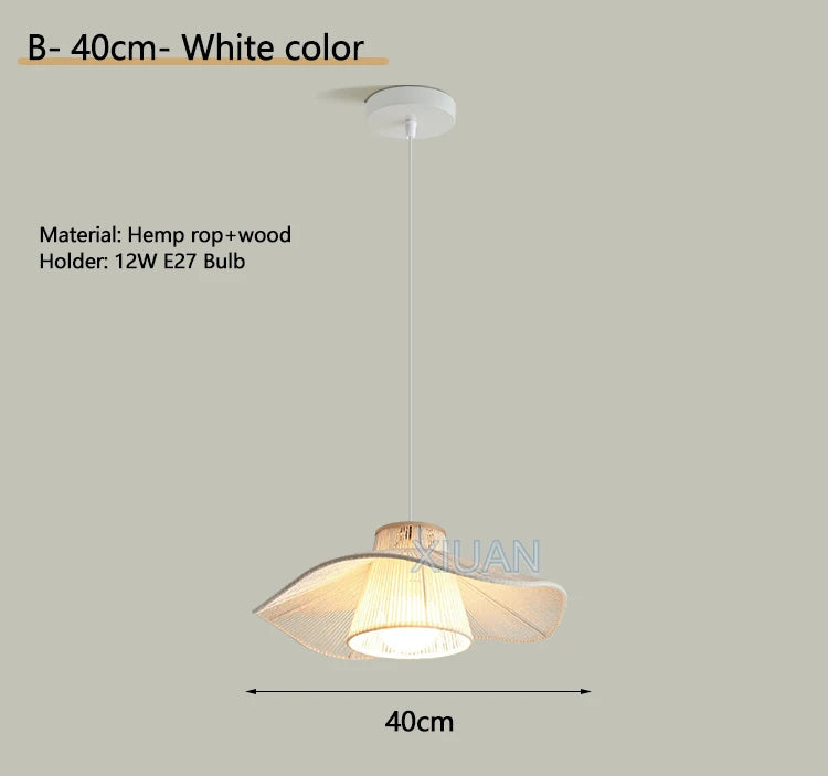 Wabi-sabi hemp rope pendant chandelier - vue 16 sur 24