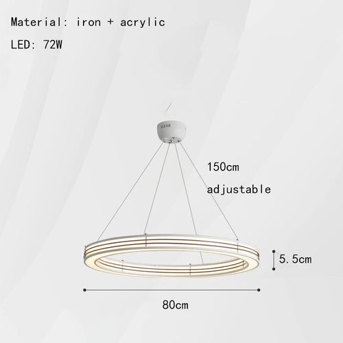 Art deco style chandelier with ring, adjustable cable pendant light - vue 10 sur 16