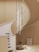 Nordic wood grain duplex rotating minimalist LED chandelier