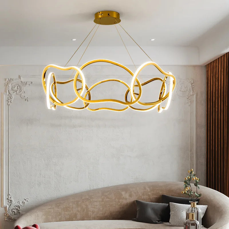 Modern chandelier with suspended silicone LED lamps - vue 6 sur 16