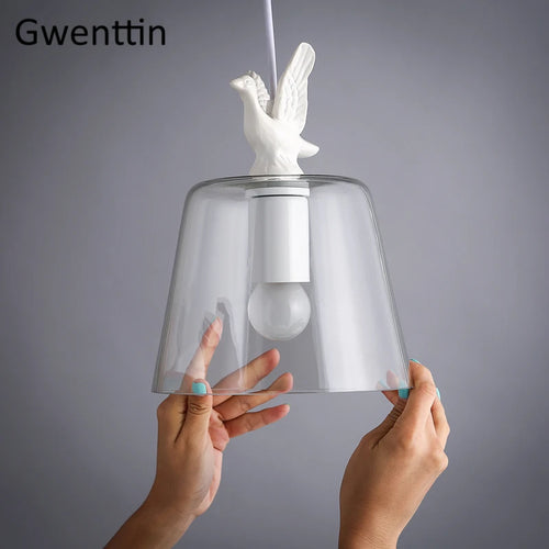 Modern decorative glass chandelier duck bird style - vue 6 sur 7
