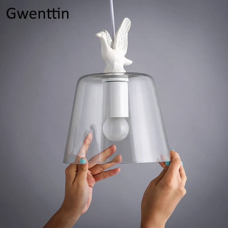 Modern decorative glass chandelier duck bird style - vue 5 sur 7