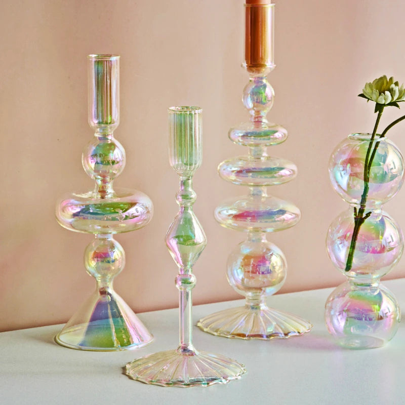Nordic glass candle holder for weddings and flowers