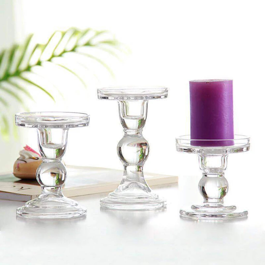 Clear glass candle holders for home decor and events - vue 4 sur 9