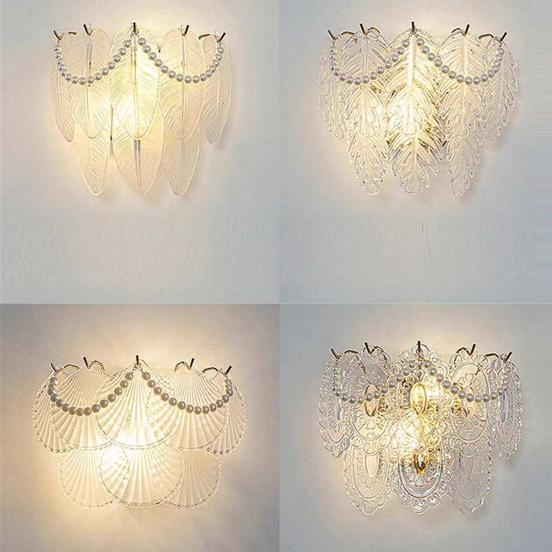 Luxury glass LED wall light with nature-inspired patterns - vue 7 sur 15
