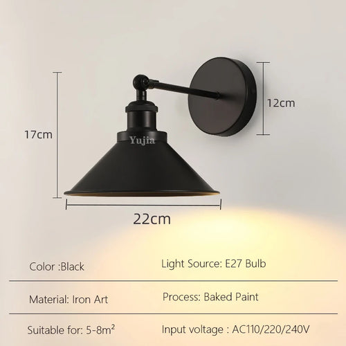 Adjustable retro iron and brass LED wall light