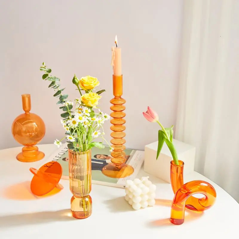 Conical glass candle holder for festive home decoration - vue 5 sur 17