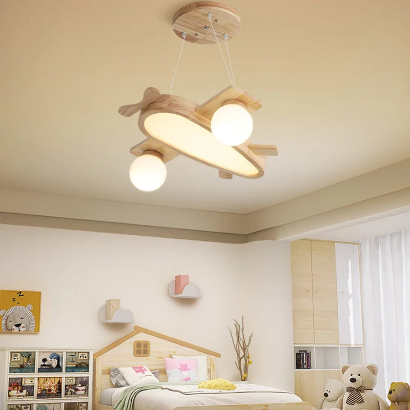 Wooden chandelier for children's room decorative pendant light