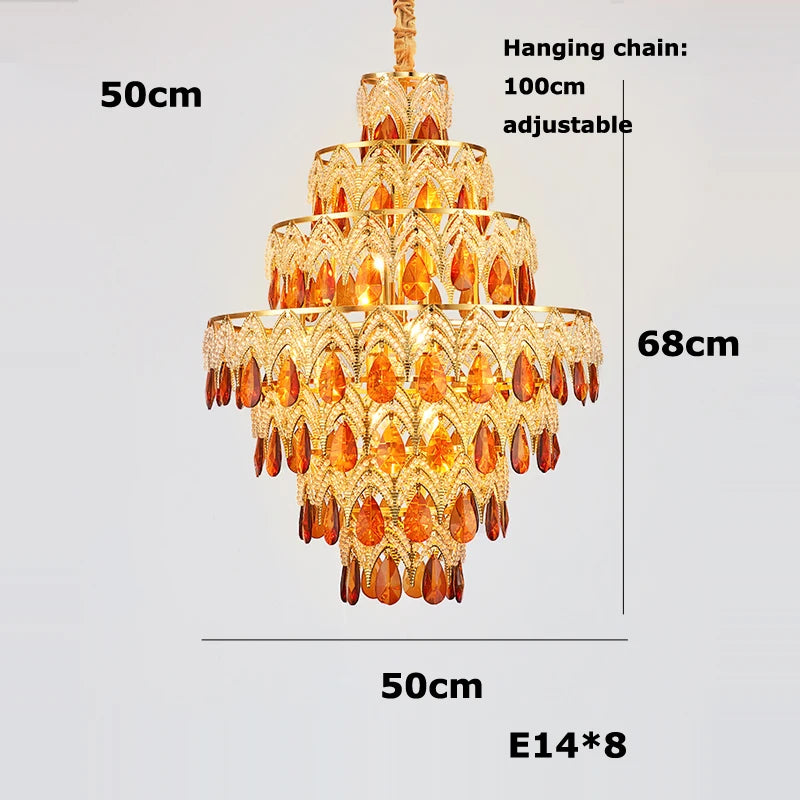 Dimmable crystal designer chandelier for modern interiors