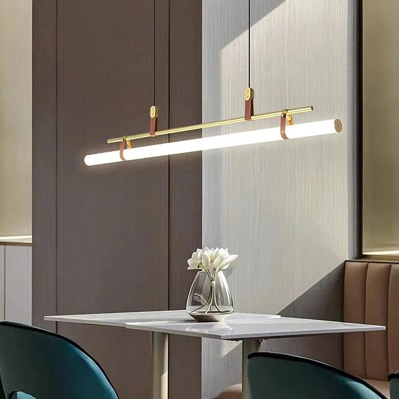 Vintage LED chandelier long lamp for dining room, office or kitchen island