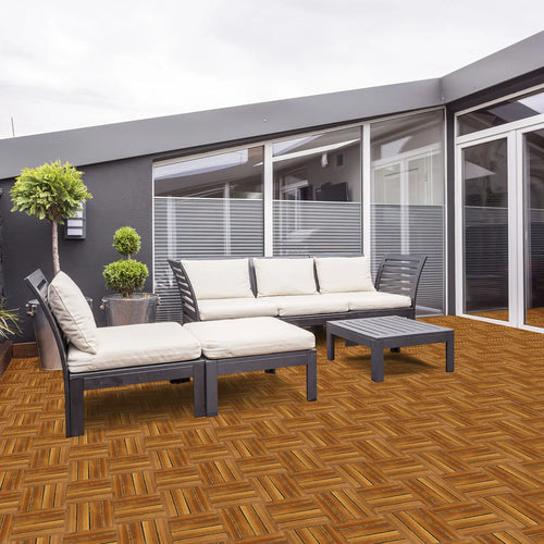 Non-slip interlocking wooden deck tiles for balcony - vue 3 sur 6