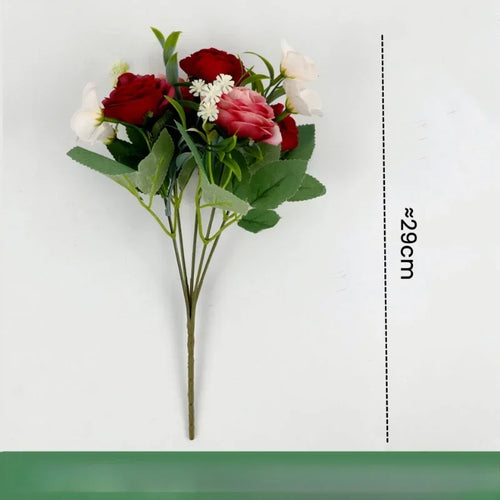 Artificial silk rose bouquet for home decoration