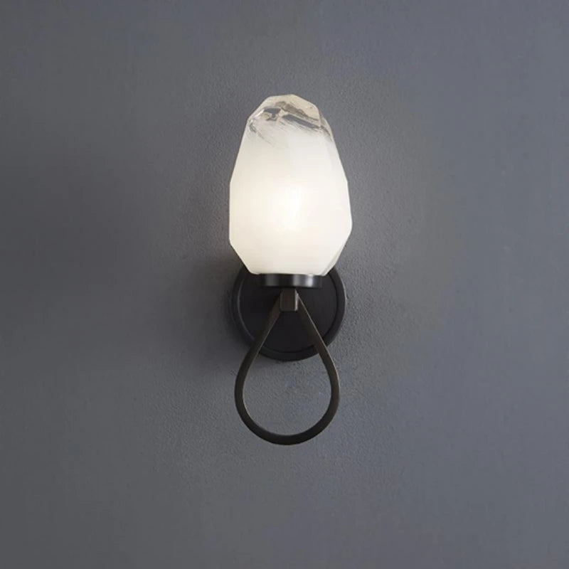 Modern copper wall light with white glass for hallway - vue 4 sur 10
