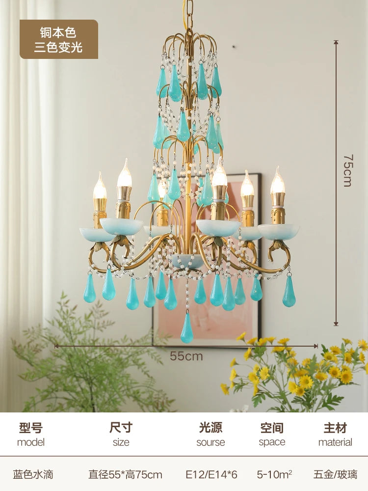 Modern art deco water drop chandelier in crystal and glass