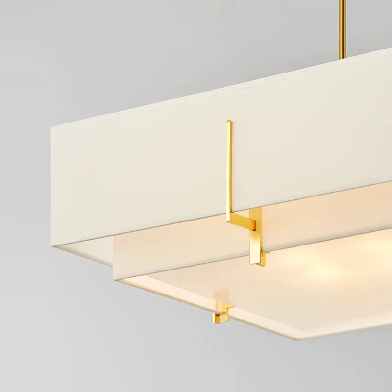 Round Chinese fabric chandelier, retro style for elegant interiors - vue 9 sur 9