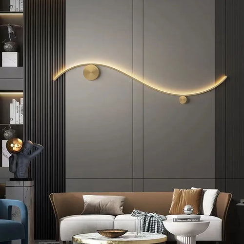 Modern copper wall light gold line decor for living room and hallway - vue 4 sur 14
