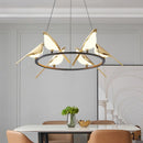 Golden bird chandelier for nordic style interior decor