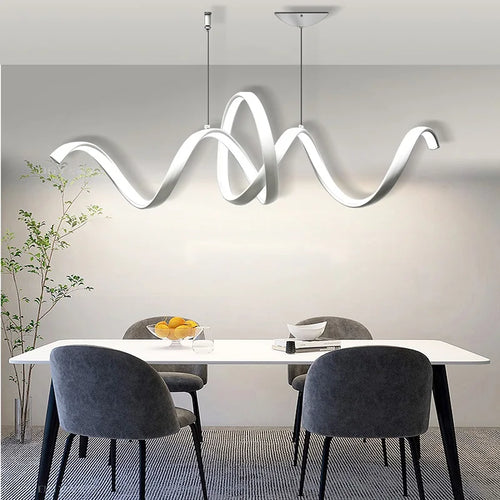 Decorative S-shaped aluminium LED pendant light - vue 4 sur 6