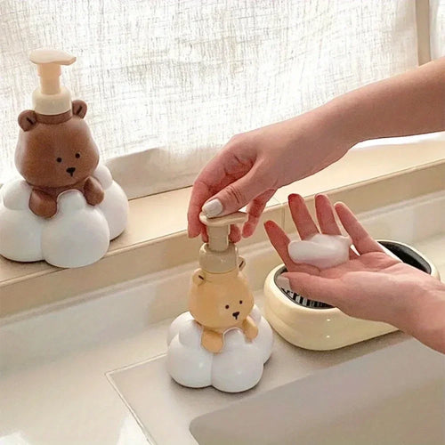 cartoon bear foam bottle portable hand sanitizer soap dispenser - vue 3 sur 5