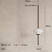 Modern glass LED pendant lamp with adjustable metal wire