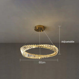 suspension moderne en aluminium et cristal led