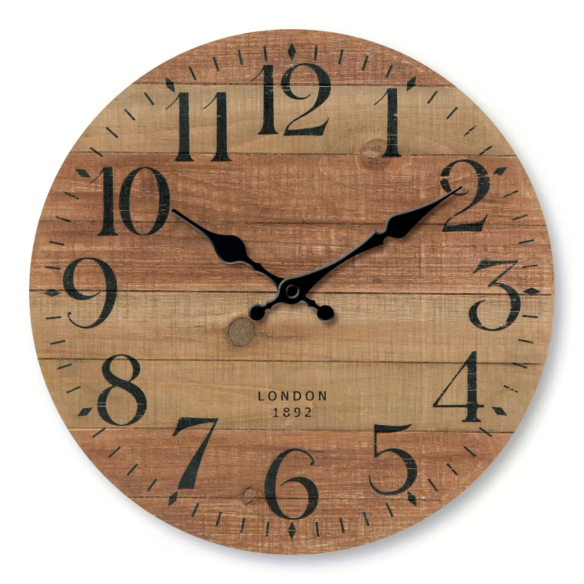 Retro brown wood textured pattern wall clock, round wooden silent clock, suitable for living room bedroom, room decor, classic h
