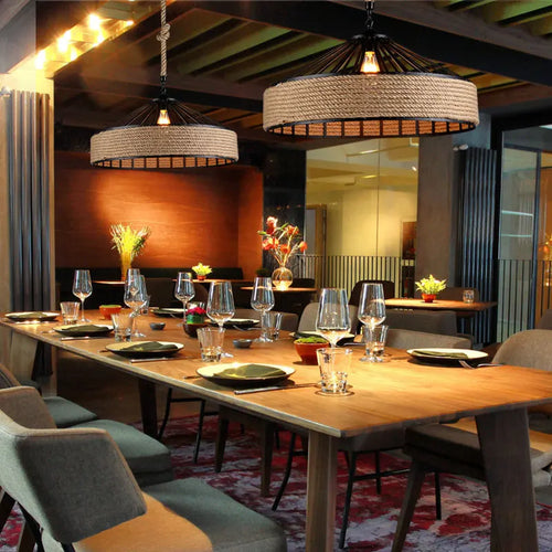 Iron rope industrial loft creative pendant light for restaurant, bar, café and dining room - vue 4 sur 10