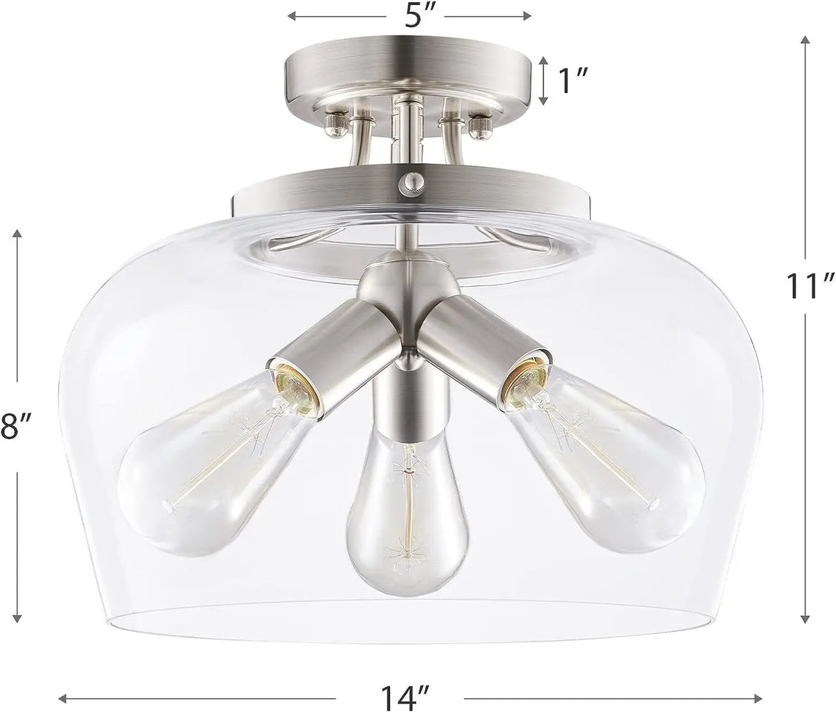 Modern American glass ceiling light with metal chandelier lighting - vue 7 sur 7