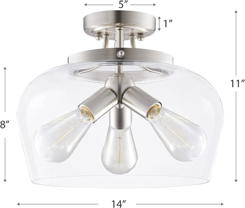 Modern American glass ceiling light with metal chandelier lighting - vue 7 sur 7