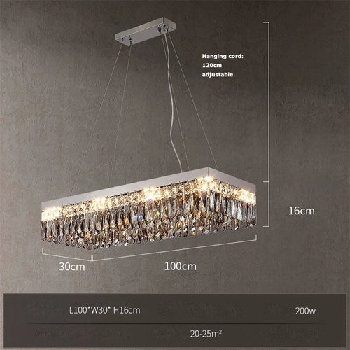 Gold crystal rectangular square dimmable LED ceiling light - vue 18 sur 18