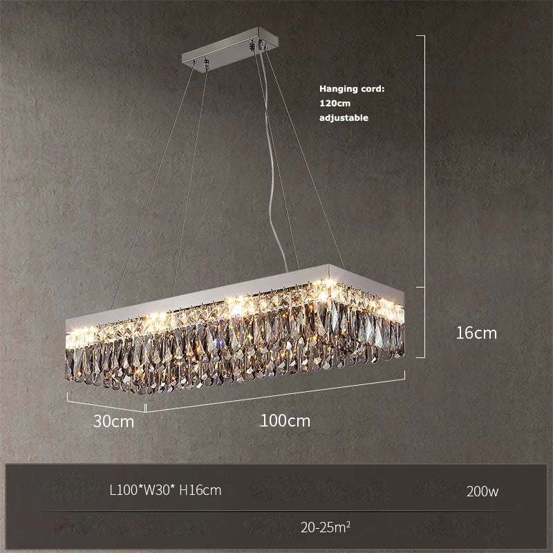 Gold crystal rectangular square dimmable LED ceiling light - vue 17 sur 18