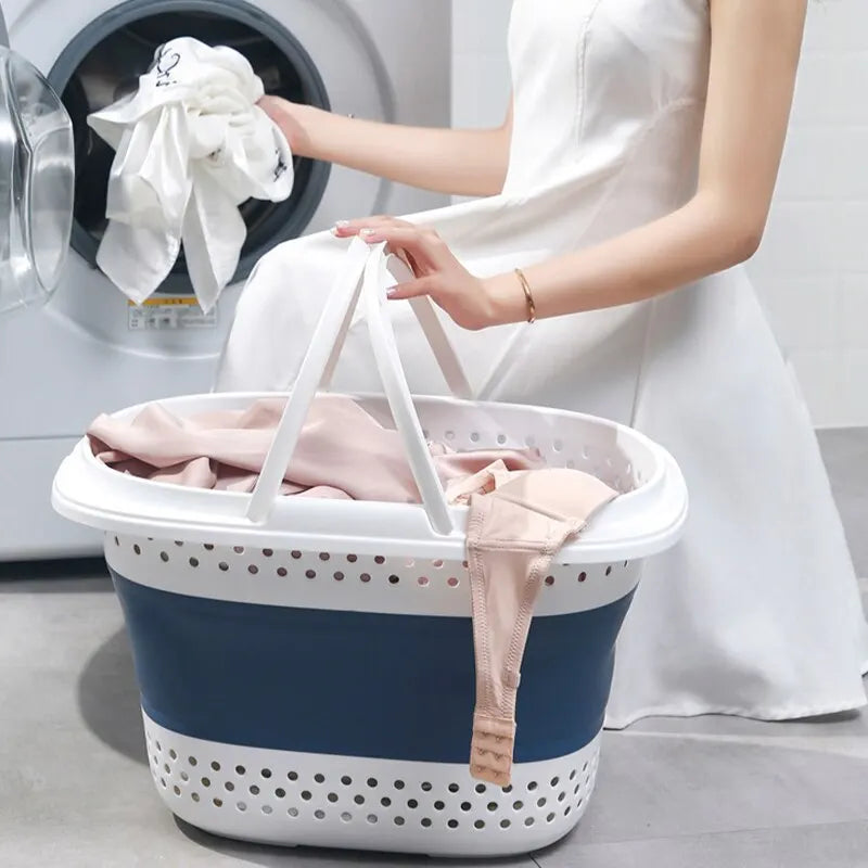 plastic foldable laundry basket for home storage