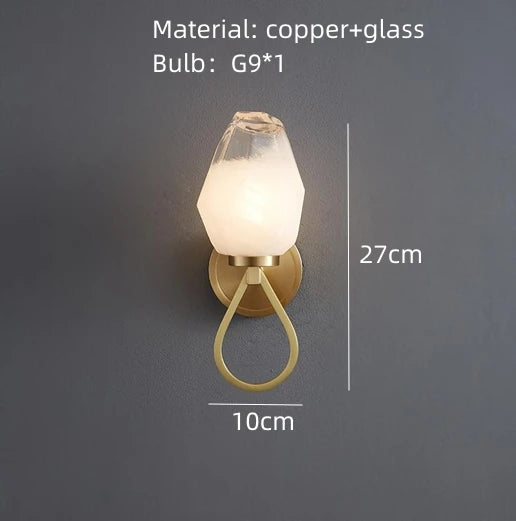 Modern copper wall light with white glass shade